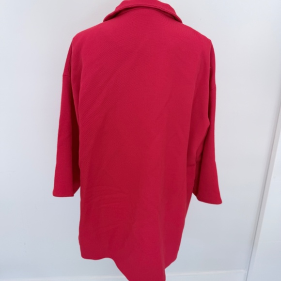 AKRIS Punto Red Mid Length Trench Pea Coat SU 14 Workwear Spring Fashion - Picture 10 of 13